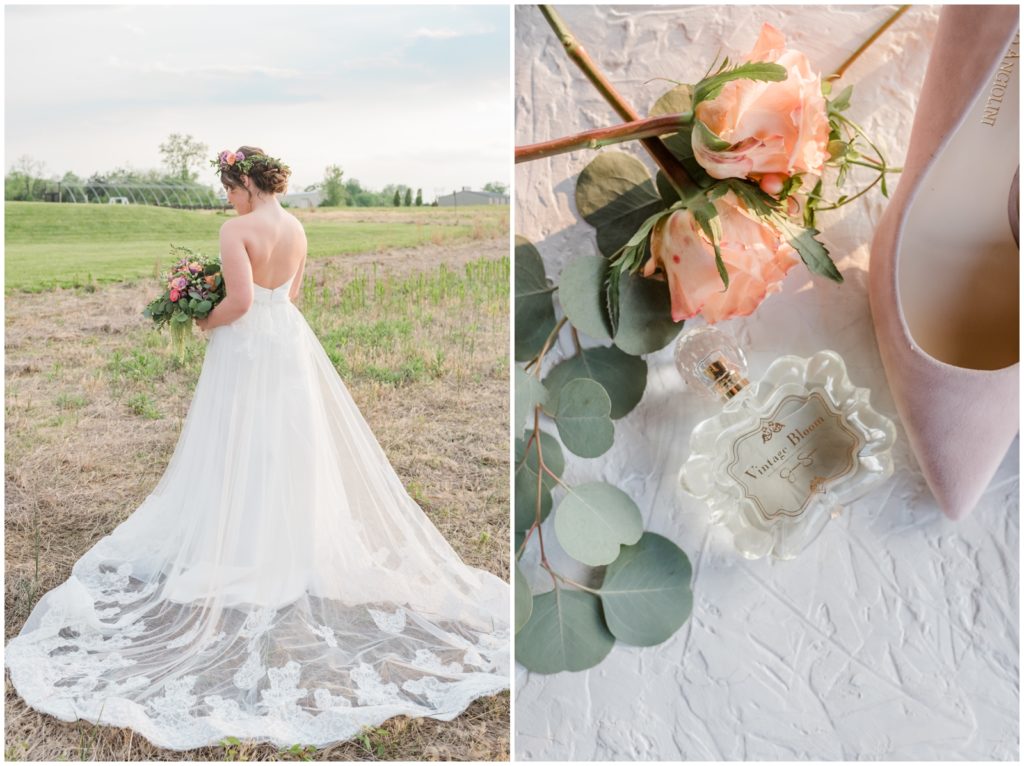 bride and details at styled shoot 