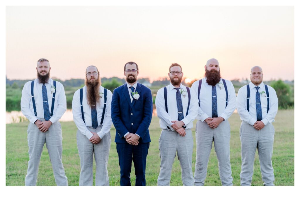 groomsmen pictures at sunset in New Orleans 