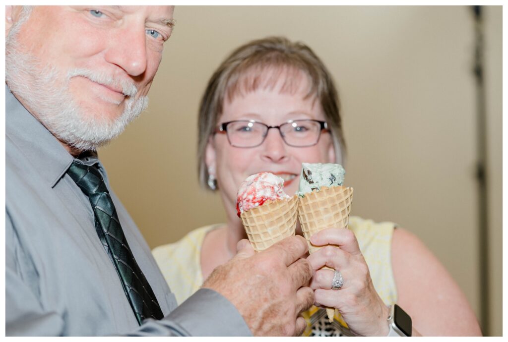 wedding guests enjoying their ice cream 