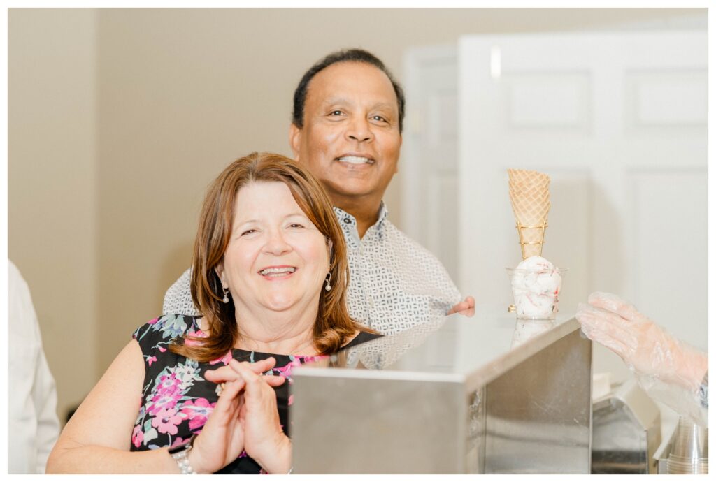 guests enjoying the ice cream cart 