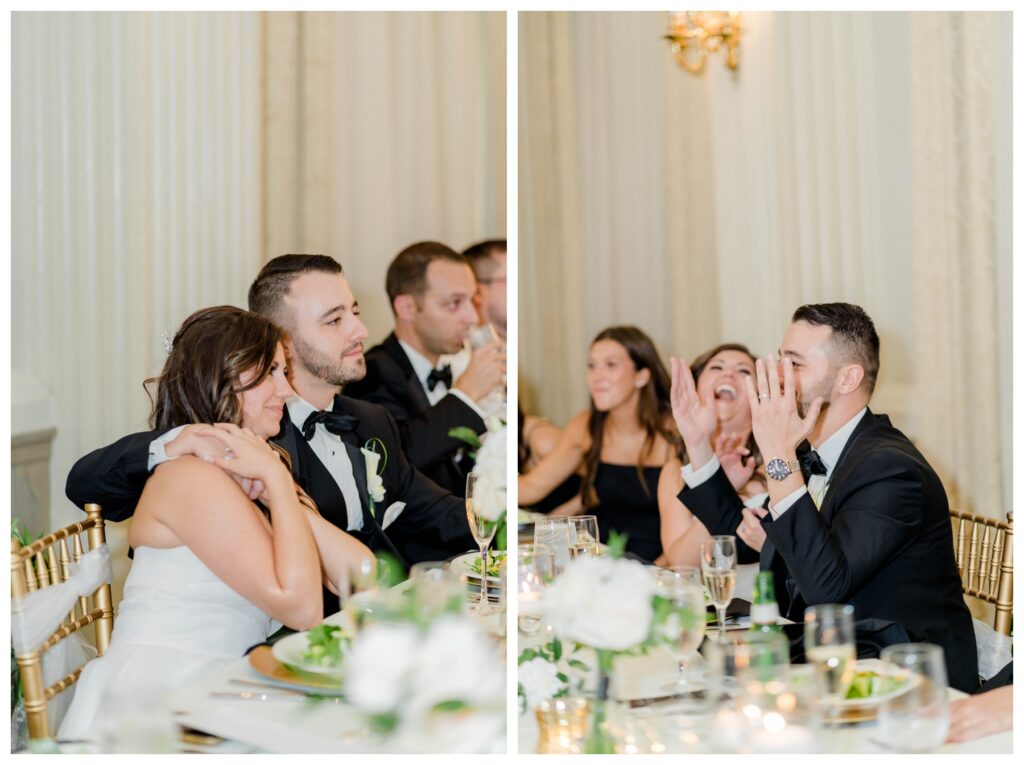 Bride and Groom reactions during speeches at The Westin in Downtown Columbus 