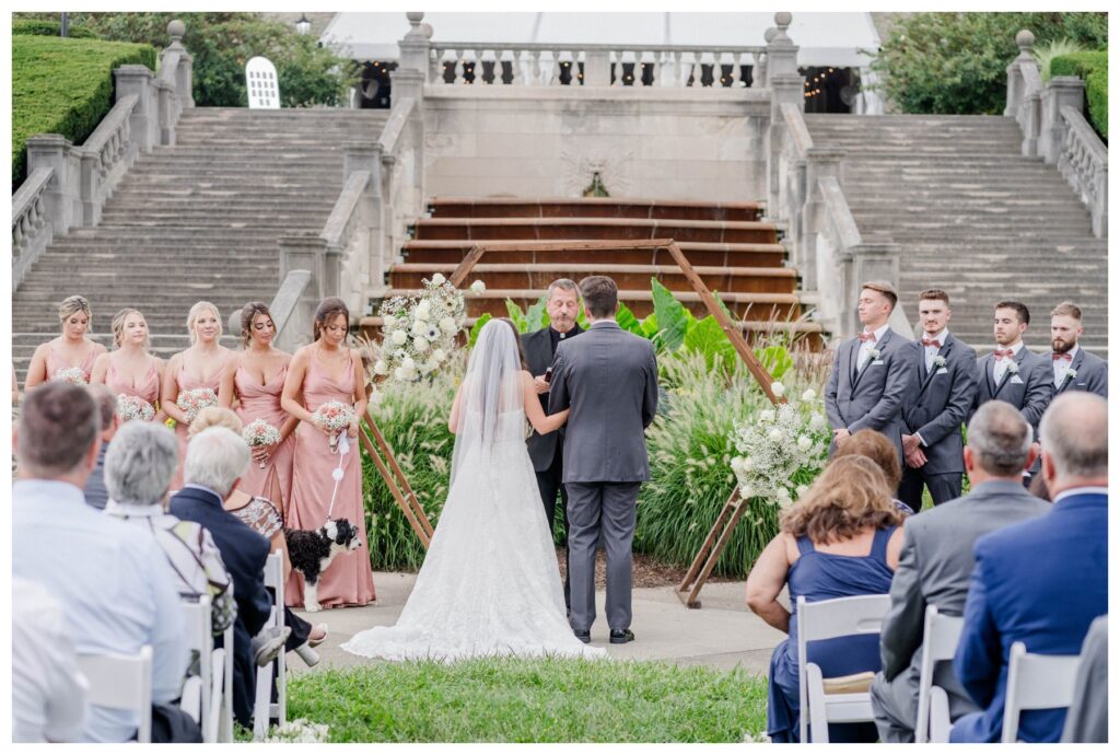 Wedding Ceremony in front of stairs at Ault Park Cincinnati Ohio 